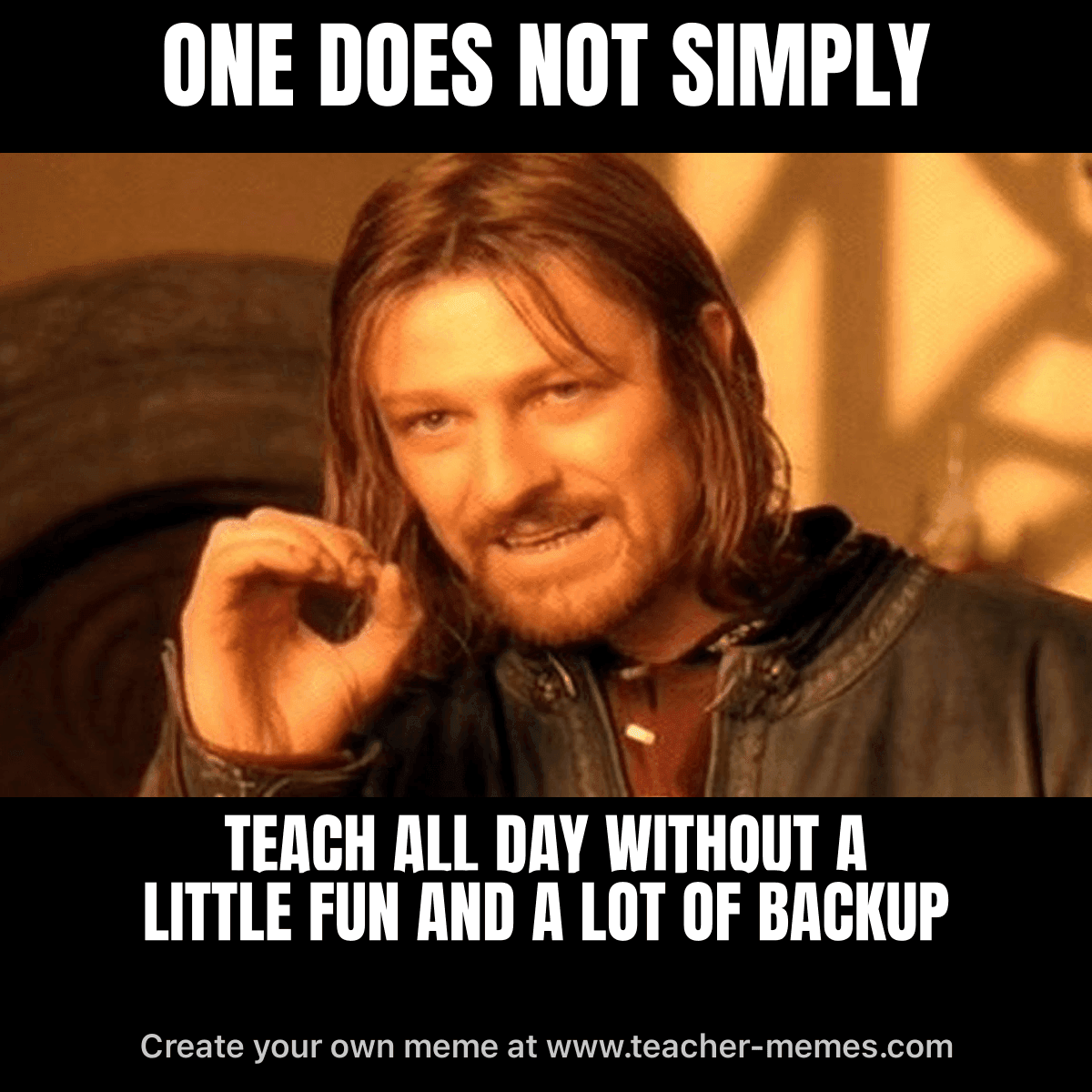 ONE DOES NOT SIMPLY TEACH ALL DAY WITHOUT A LITTLE FUN AND A LOT OF BACKUP
