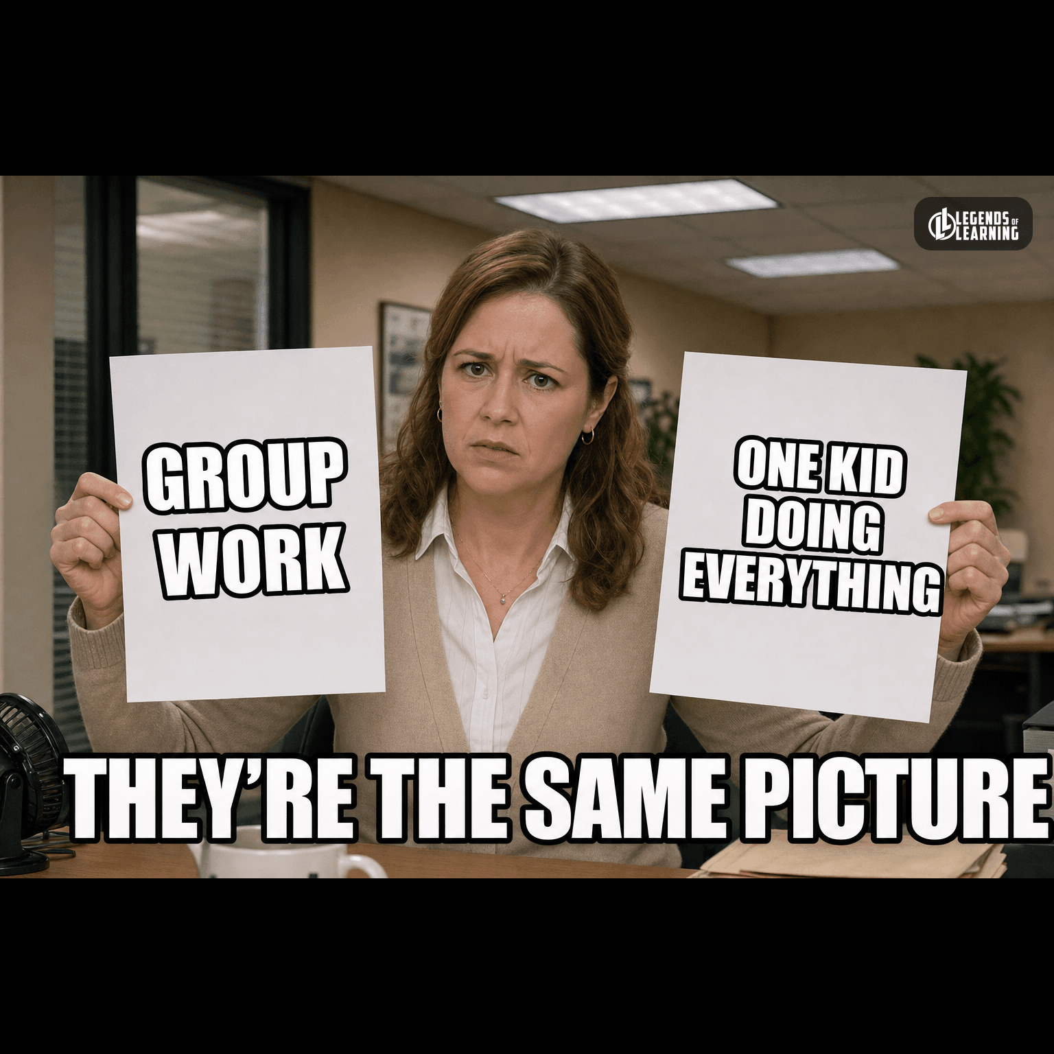 GROUP WORK / ONE KID DOING EVERYTHING / THEY'RE THE SAME PICTURE