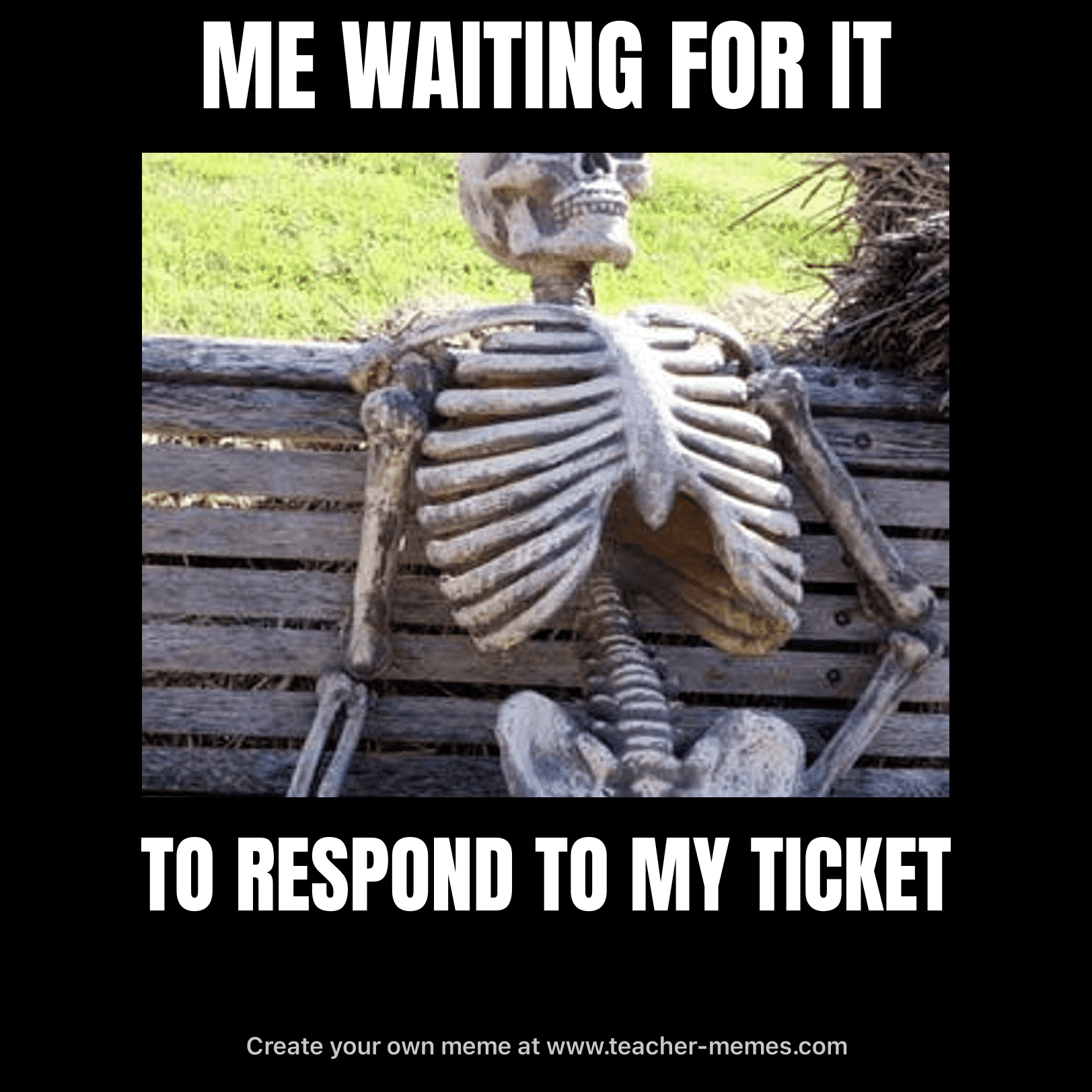 ME WAITING FOR IT / TO RESPOND TO MY TICKET